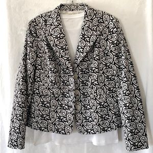 MICHAEL KORS PAISLEY DESIGN BLACK AND WHITE BLAZER / JACKET